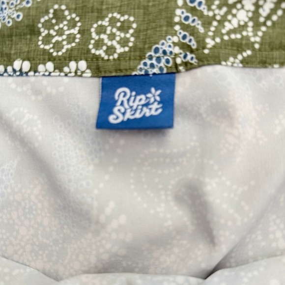 Rip Skirt Green Blue Print A-Line Casual wrap Skirt Size L - Picture 5 of 8